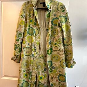 Floral Green and Blue Women's Coat